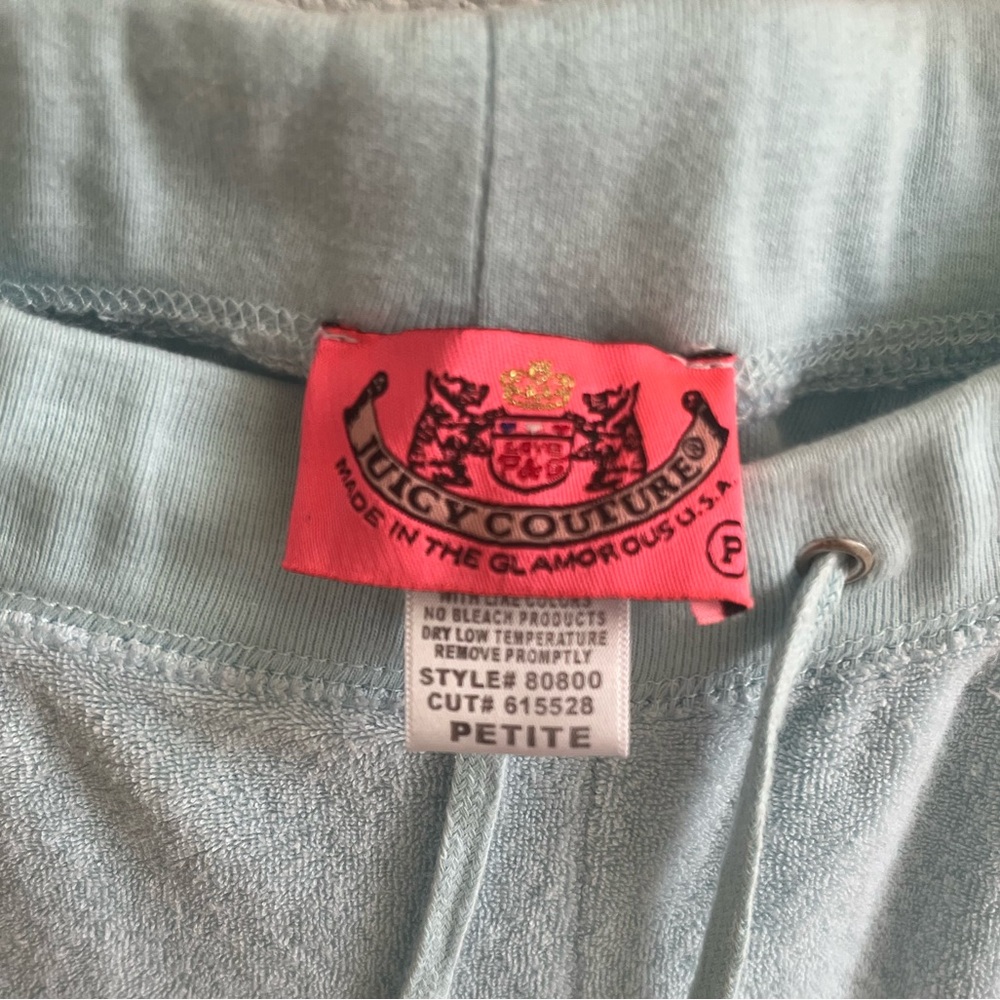 2000s Vintage Juicy Couture Terry Cloth Eyelet Tracksuit Petite Baby Blue - Picture 7 of 7